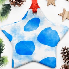 Cloudy Watercolor, Blue Cow Spots, Animal Fur Print Ornament (star) by Casemiro