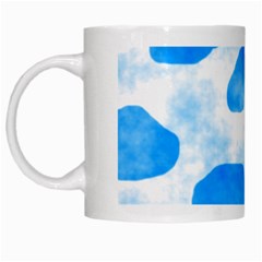 Cloudy Watercolor, Blue Cow Spots, Animal Fur Print White Mugs by Casemiro