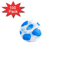 Cloudy Watercolor, Blue Cow Spots, Animal Fur Print 1  Mini Magnets (100 Pack)  by Casemiro