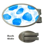 Cloudy watercolor, blue cow spots, animal fur print Money Clips (Oval)  Front