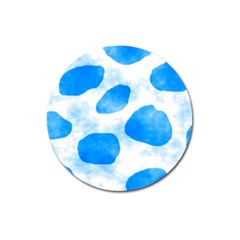 Cloudy Watercolor, Blue Cow Spots, Animal Fur Print Magnet 3  (round) by Casemiro