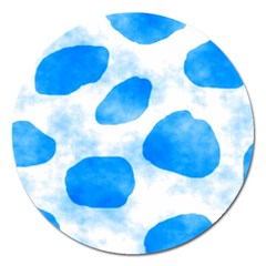 Cloudy Watercolor, Blue Cow Spots, Animal Fur Print Magnet 5  (round) by Casemiro