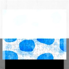 Cloudy Watercolor, Blue Cow Spots, Animal Fur Print Rectangular Jigsaw Puzzl by Casemiro