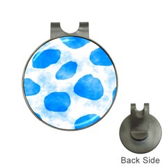 Cloudy Watercolor, Blue Cow Spots, Animal Fur Print Hat Clips With Golf Markers by Casemiro