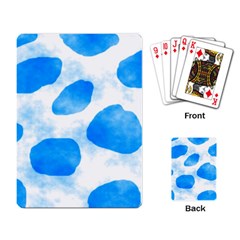 Cloudy Watercolor, Blue Cow Spots, Animal Fur Print Playing Cards Single Design (rectangle) by Casemiro