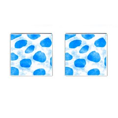 Cloudy Watercolor, Blue Cow Spots, Animal Fur Print Cufflinks (square) by Casemiro