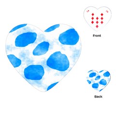 Cloudy Watercolor, Blue Cow Spots, Animal Fur Print Playing Cards Single Design (heart)