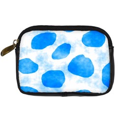 Cloudy Watercolor, Blue Cow Spots, Animal Fur Print Digital Camera Leather Case by Casemiro