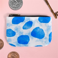 Cloudy Watercolor, Blue Cow Spots, Animal Fur Print Mini Coin Purse by Casemiro