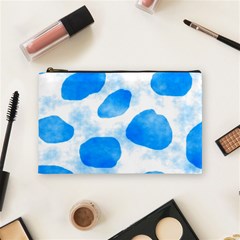 Cloudy Watercolor, Blue Cow Spots, Animal Fur Print Cosmetic Bag (medium) by Casemiro