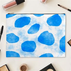 Cloudy Watercolor, Blue Cow Spots, Animal Fur Print Cosmetic Bag (xl)