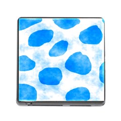 Cloudy Watercolor, Blue Cow Spots, Animal Fur Print Memory Card Reader (square 5 Slot) by Casemiro