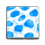 Cloudy watercolor, blue cow spots, animal fur print Memory Card Reader (Square 5 Slot) Front