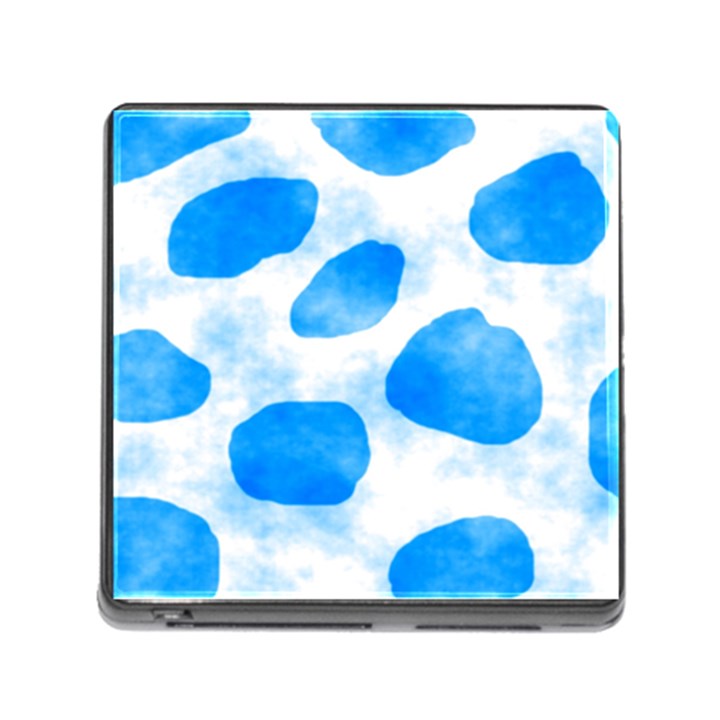 Cloudy watercolor, blue cow spots, animal fur print Memory Card Reader (Square 5 Slot)