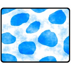 Cloudy Watercolor, Blue Cow Spots, Animal Fur Print Fleece Blanket (medium)  by Casemiro