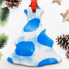 Cloudy Watercolor, Blue Cow Spots, Animal Fur Print Ornament (christmas Tree) 