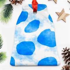 Cloudy Watercolor, Blue Cow Spots, Animal Fur Print Ornament (bell)