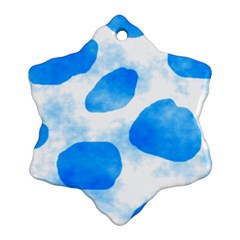 Cloudy Watercolor, Blue Cow Spots, Animal Fur Print Snowflake Ornament (two Sides)