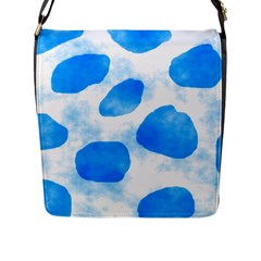 Cloudy Watercolor, Blue Cow Spots, Animal Fur Print Flap Closure Messenger Bag (l) by Casemiro