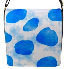 Cloudy Watercolor, Blue Cow Spots, Animal Fur Print Flap Closure Messenger Bag (s) by Casemiro