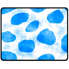 Cloudy Watercolor, Blue Cow Spots, Animal Fur Print Double Sided Fleece Blanket (medium)  by Casemiro