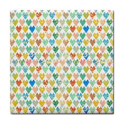 Multicolored Hearts Tile Coaster by SychEva