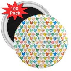 Multicolored Hearts 3  Magnets (100 Pack) by SychEva