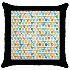 Multicolored Hearts Throw Pillow Case (black) by SychEva