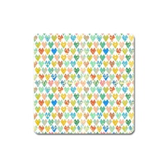 Multicolored Hearts Square Magnet by SychEva