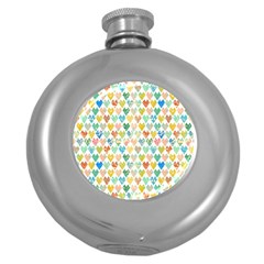 Multicolored Hearts Round Hip Flask (5 Oz) by SychEva