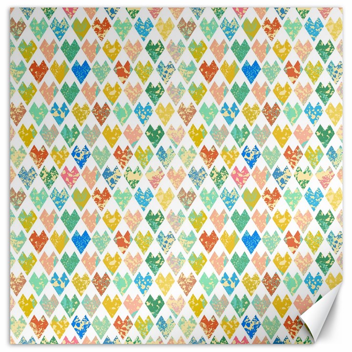 Multicolored Hearts Canvas 20  x 20 