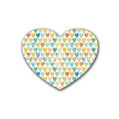 Multicolored Hearts Rubber Coaster (heart) by SychEva