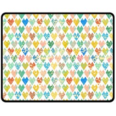 Multicolored Hearts Fleece Blanket (medium)  by SychEva