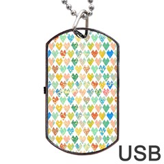 Multicolored Hearts Dog Tag Usb Flash (one Side) by SychEva