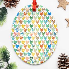 Multicolored Hearts Oval Filigree Ornament (two Sides) by SychEva