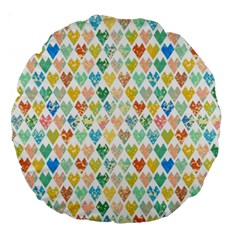 Multicolored Hearts Large 18  Premium Round Cushions by SychEva