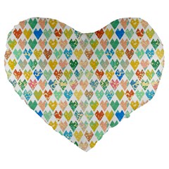 Multicolored Hearts Large 19  Premium Heart Shape Cushions by SychEva