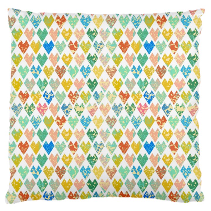 Multicolored Hearts Large Flano Cushion Case (One Side)