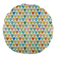 Multicolored Hearts Large 18  Premium Flano Round Cushions by SychEva