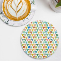 Multicolored Hearts Uv Print Round Tile Coaster by SychEva