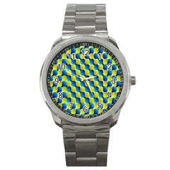 Illusion Waves Pattern Sport Metal Watch by Sparkle