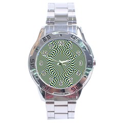 Illusion Waves Pattern Stainless Steel Analogue Watch by Sparkle