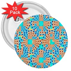 Illusion Waves Pattern 3  Buttons (10 Pack)  by Sparkle