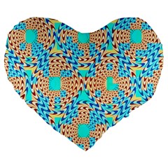 Illusion Waves Pattern Large 19  Premium Flano Heart Shape Cushions