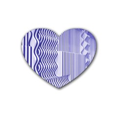 Illusion Waves Pattern Rubber Coaster (heart) by Sparkle