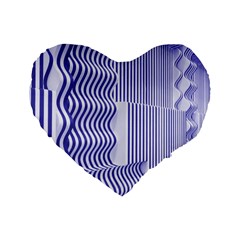 Illusion Waves Pattern Standard 16  Premium Heart Shape Cushions by Sparkle