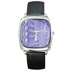 Illusion Waves Pattern Square Metal Watch by Sparkle