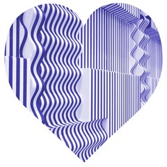 Illusion Waves Pattern Wooden Puzzle Heart