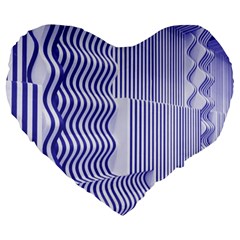 Illusion Waves Pattern Large 19  Premium Heart Shape Cushions by Sparkle