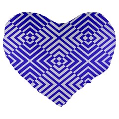 Illusion Waves Pattern Large 19  Premium Heart Shape Cushions by Sparkle